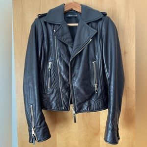 Balenciaga Leather Moto Biker Jacket Black